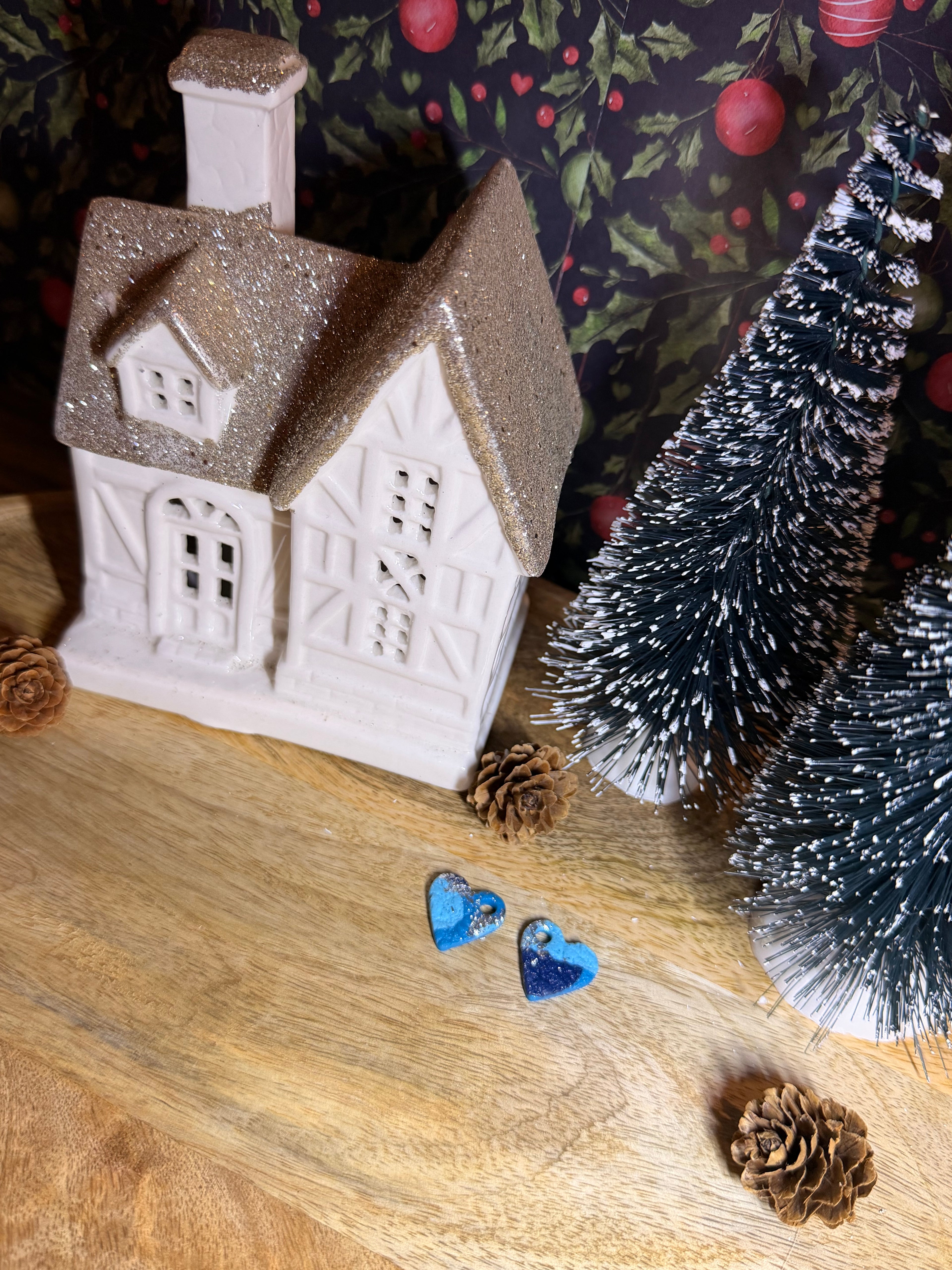 Pampille tons de bleu feuille argenté