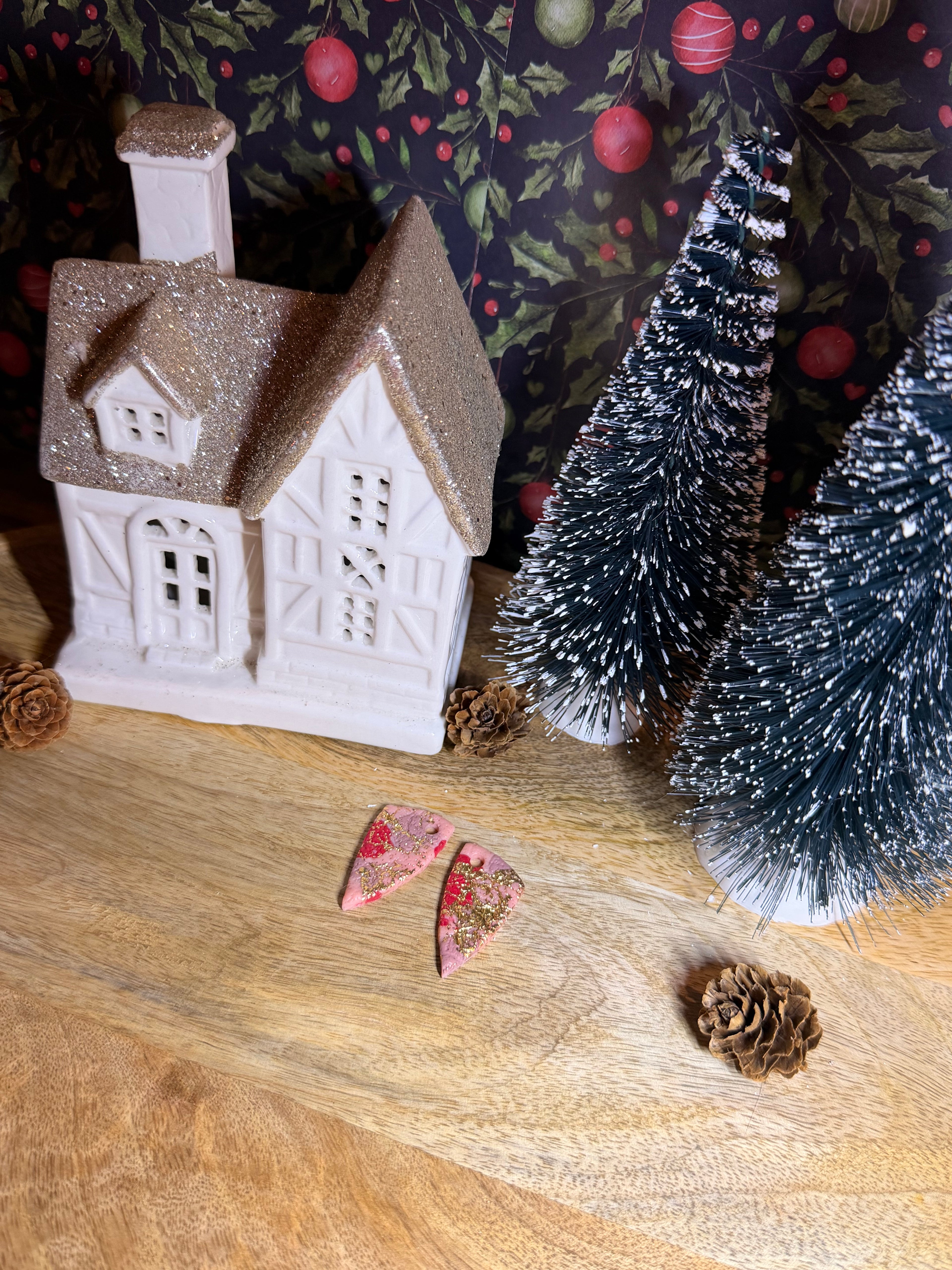 Pampille rose feuille d’or