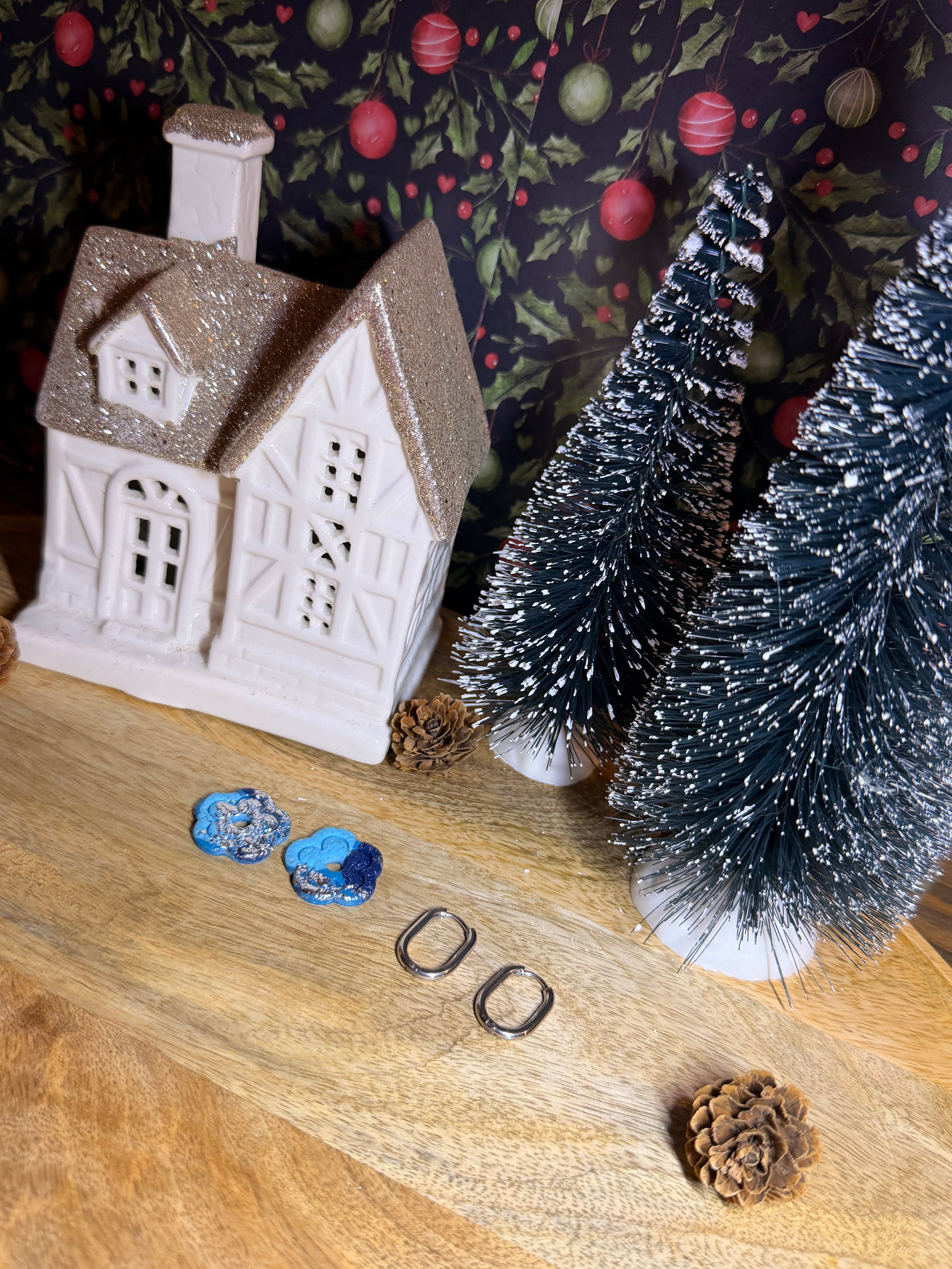 Pampille bleu feuille d’or