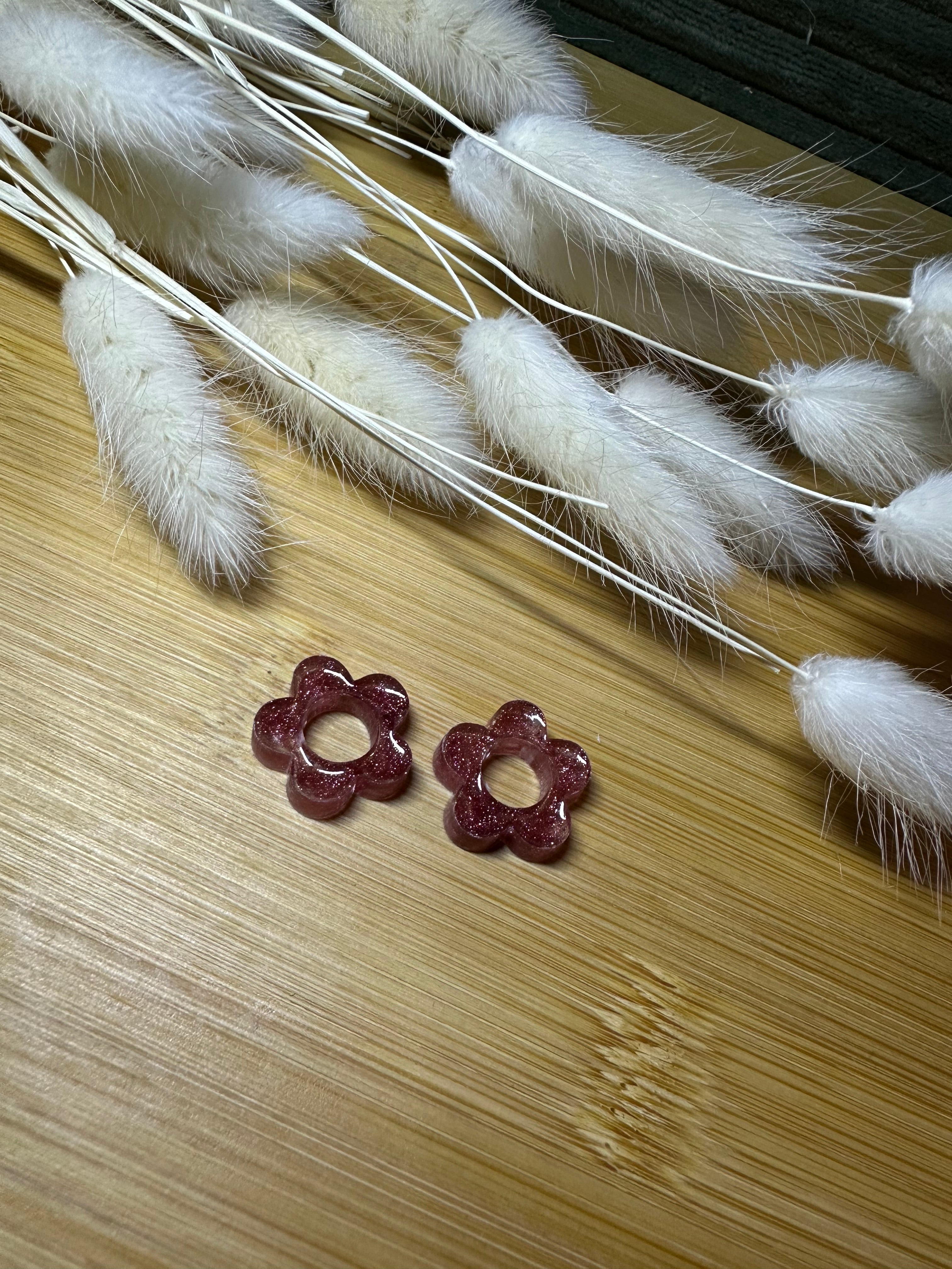 Pampilles fleurs pailletée rose