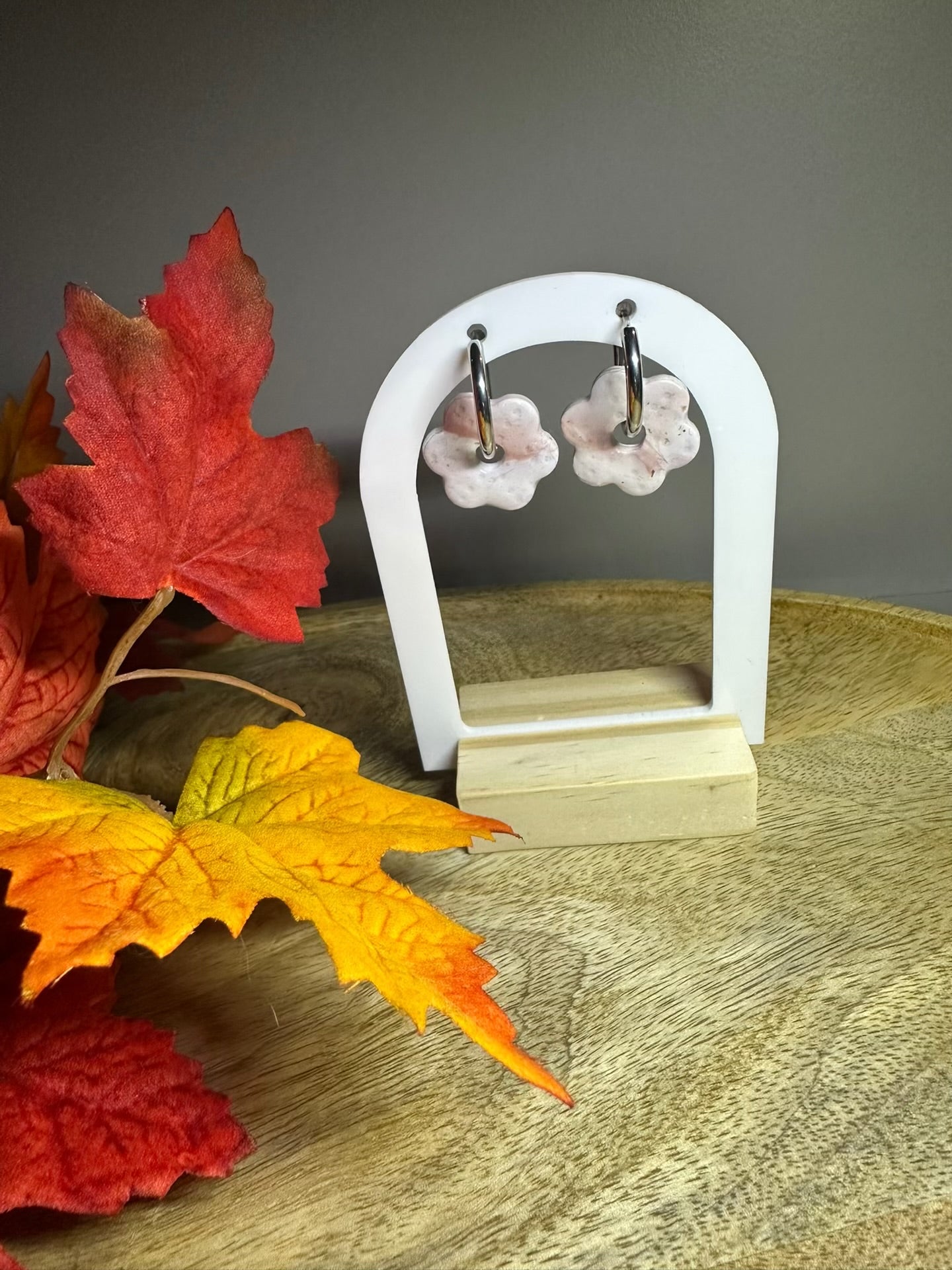 Pampilles blanche et marbre rose