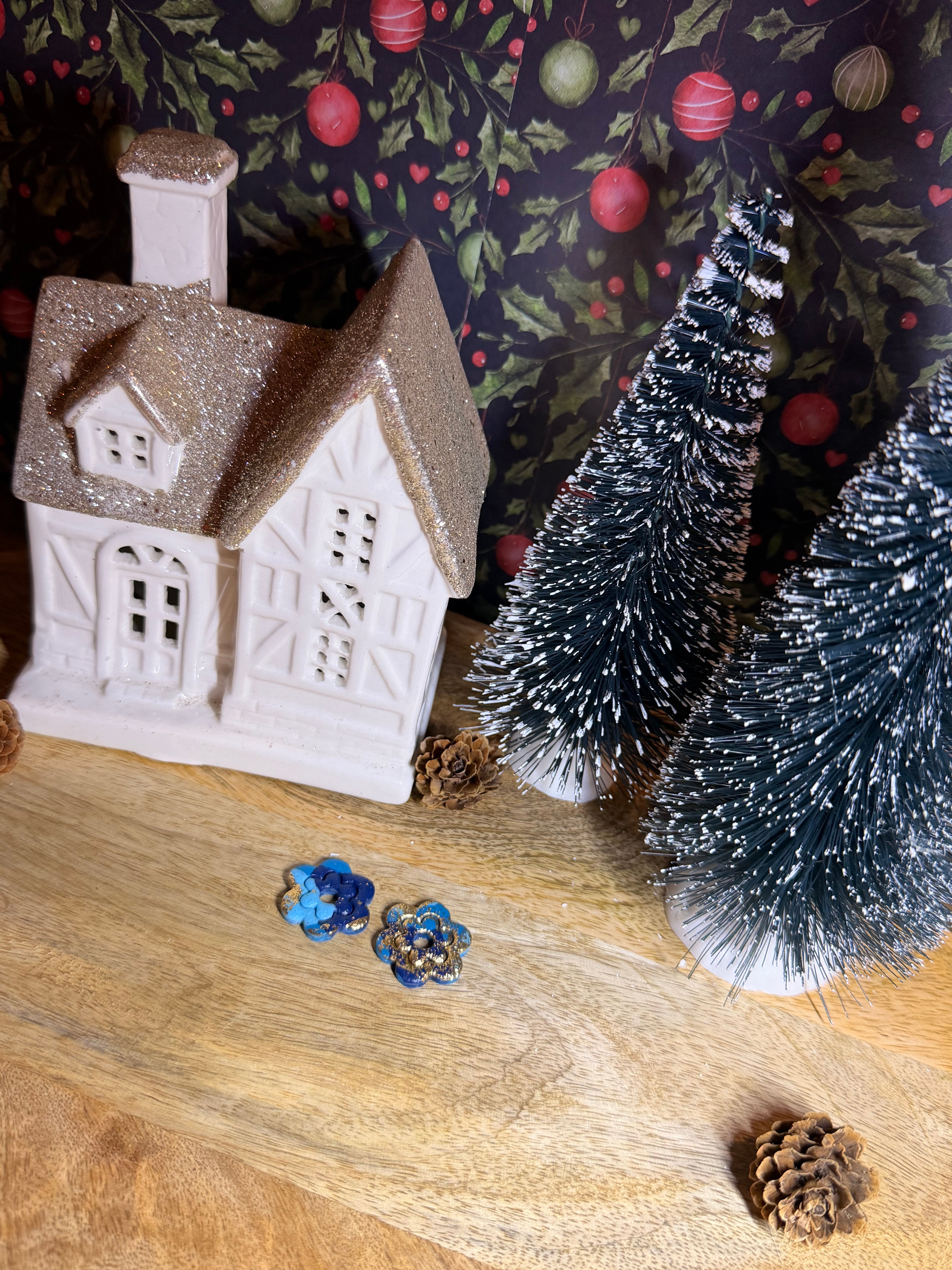 Pampille bleu feuille d’or