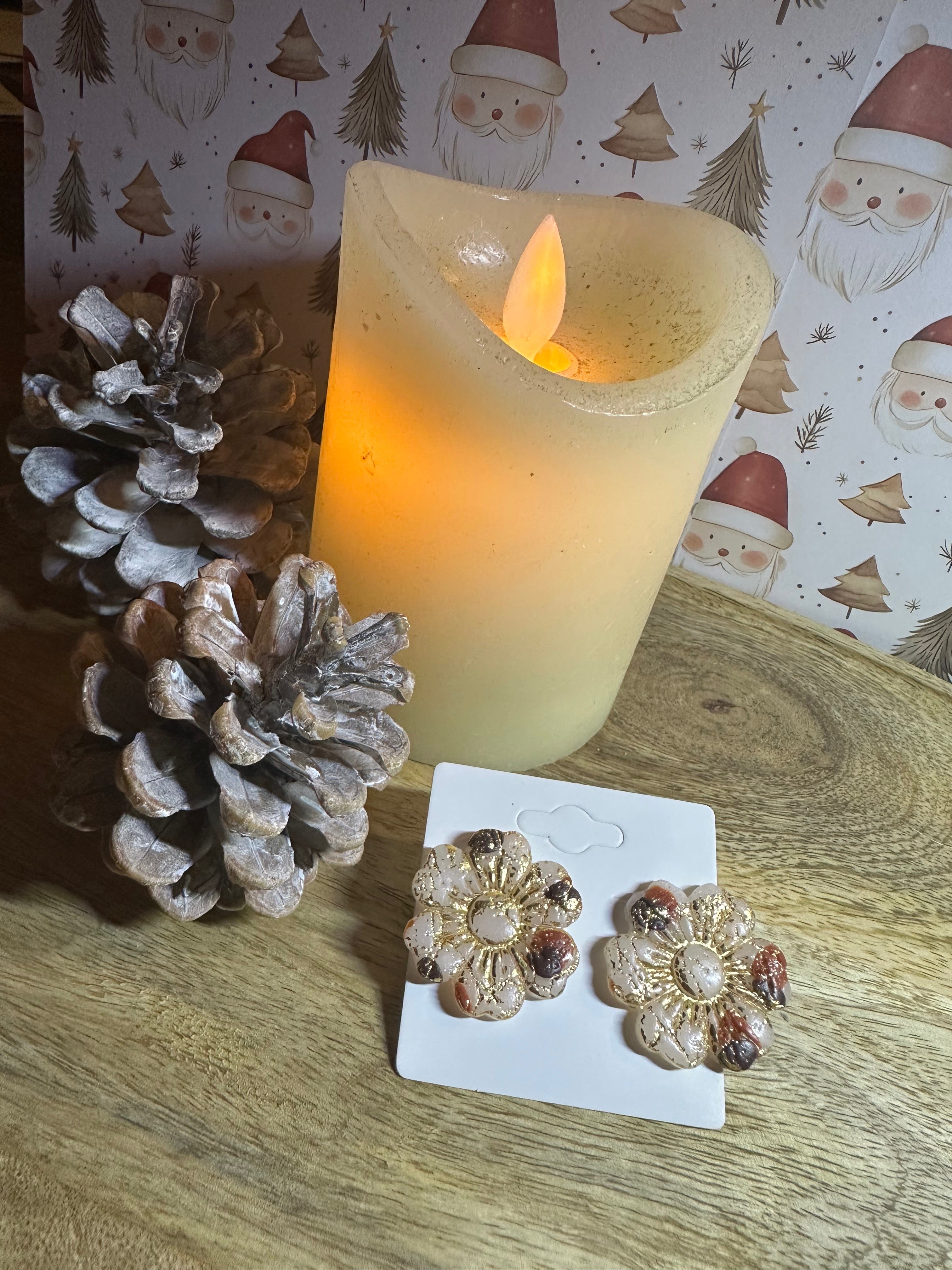 Boucle d’oreille fleurs tige argenté