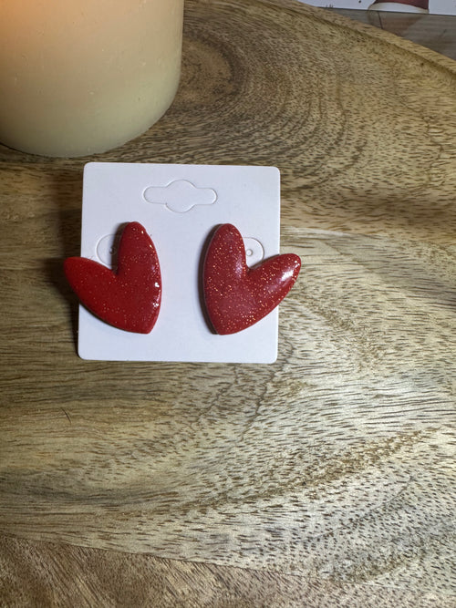 Boucle d’oreille cœur pailletée tige argenté