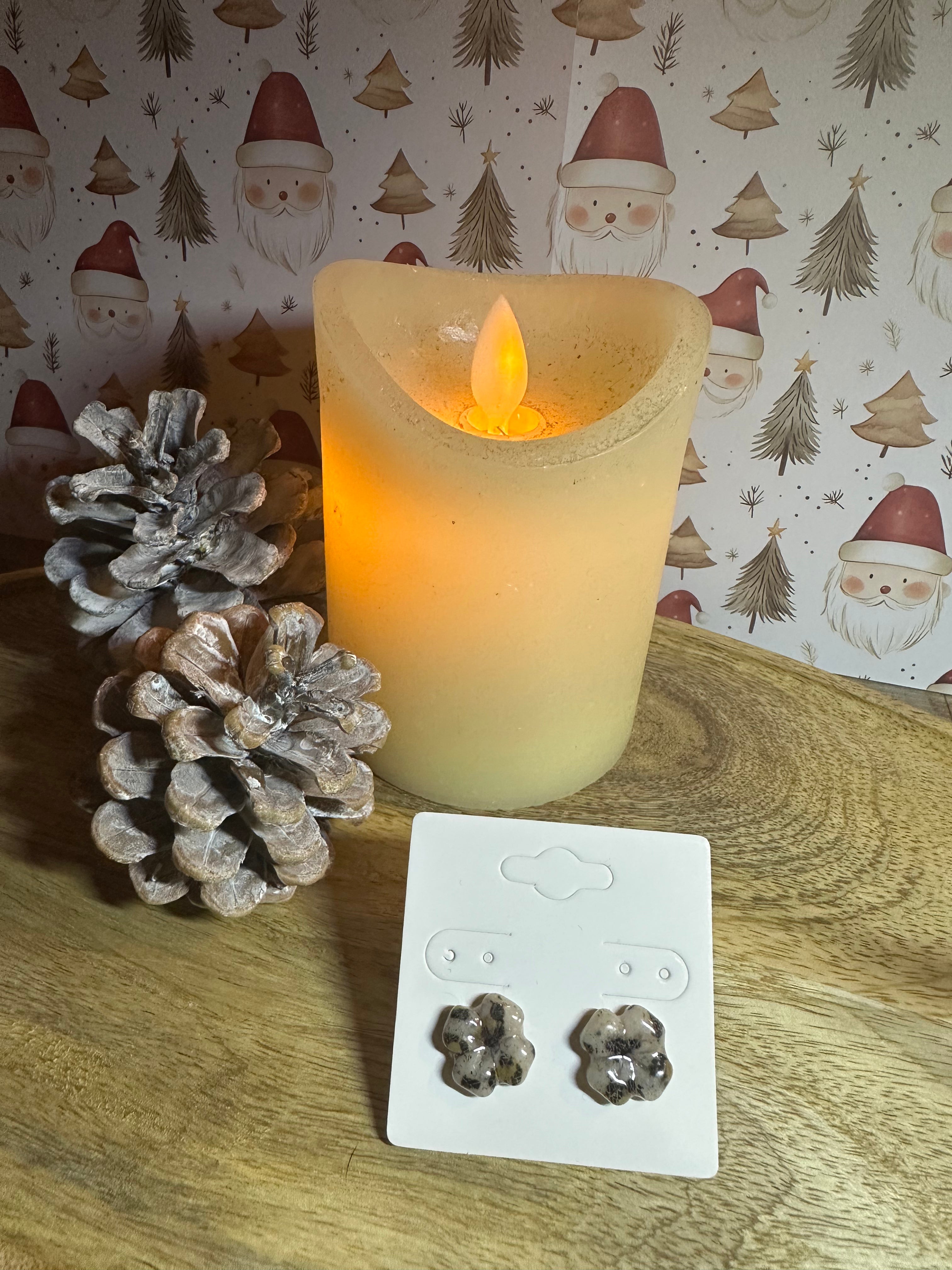 Boucle d’oreille trèfle léopard tige doré