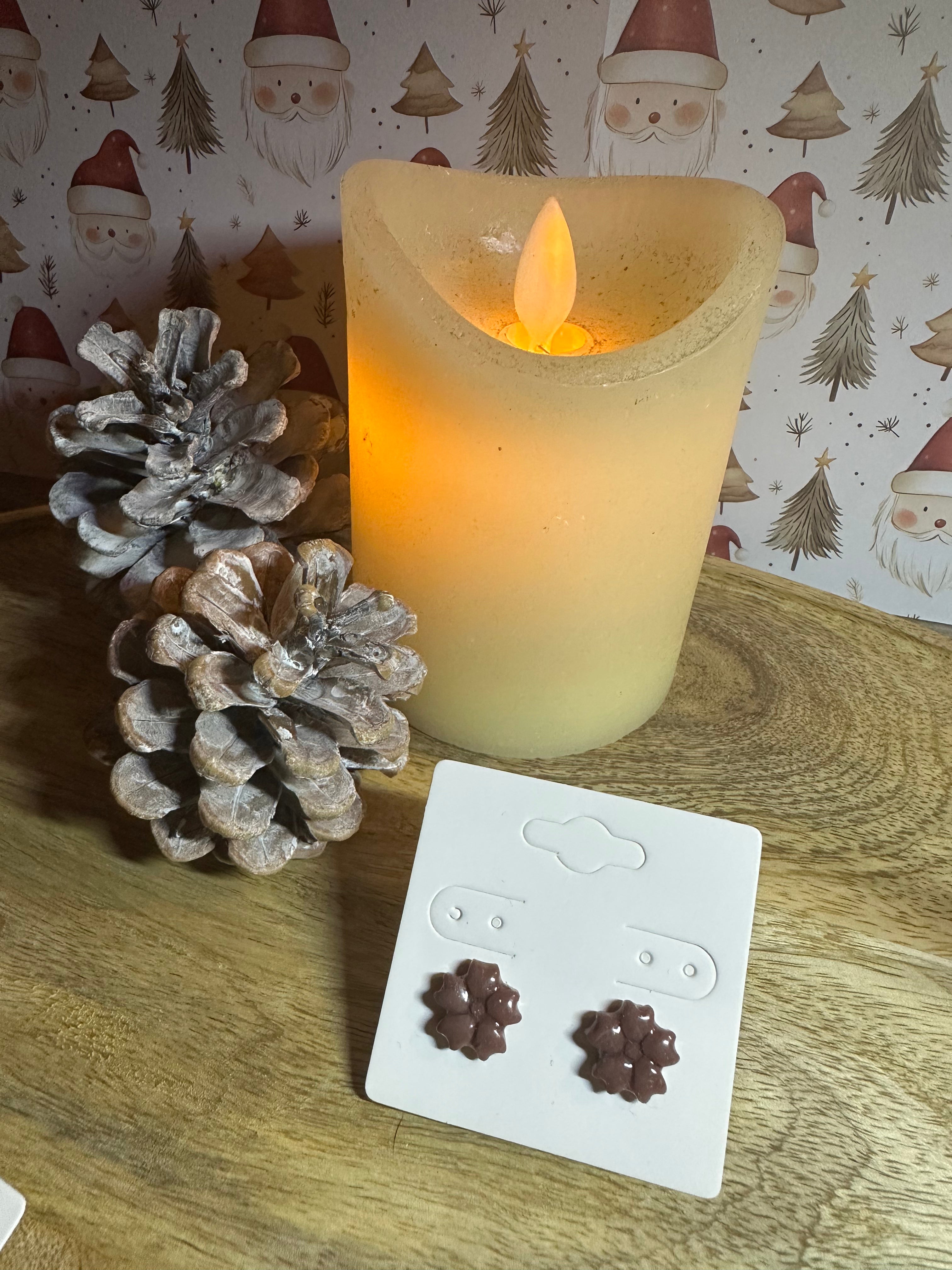 Boucle d’oreille marron tige argenté